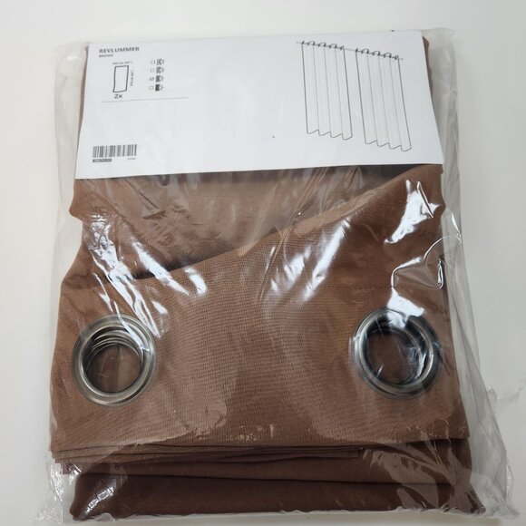 NEW Ikea Revlummer Brown Curtains 1 Pair (2 Panels) 55" x 84" 005.713.87 Solid X - Picture 1 of 7